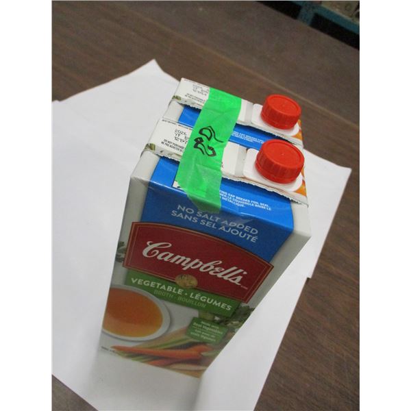 SHELF PULLS (AS IS):  CAMPBELLS VEGETABLE BROTH (2 CARTONS X 1 L)