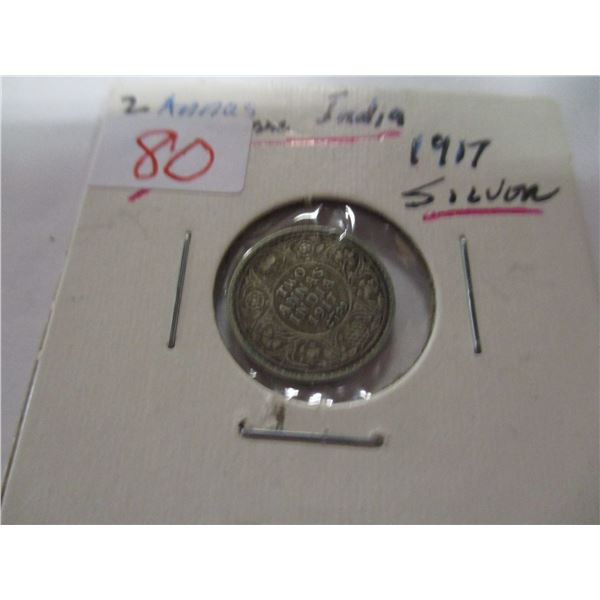 1917 INDIA SILVER 2 ANNAS