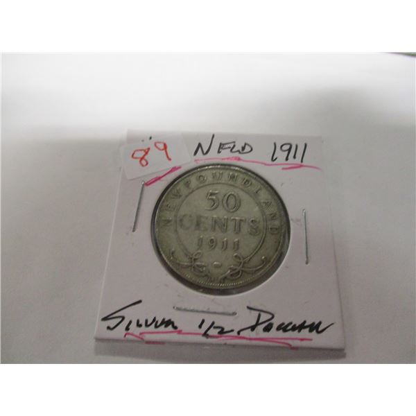 1911 NEWFOUNDLAND SILVER HALF DOLLAR