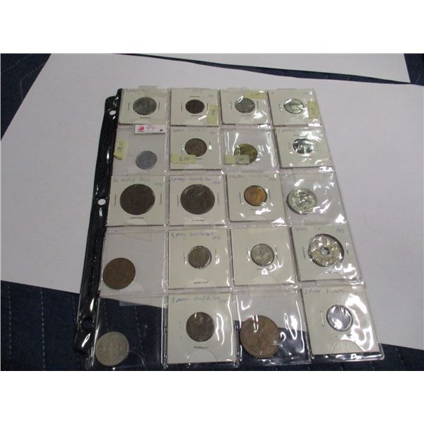 STOCK SHEET OF 20 WORLD COLLECTABLE COINS