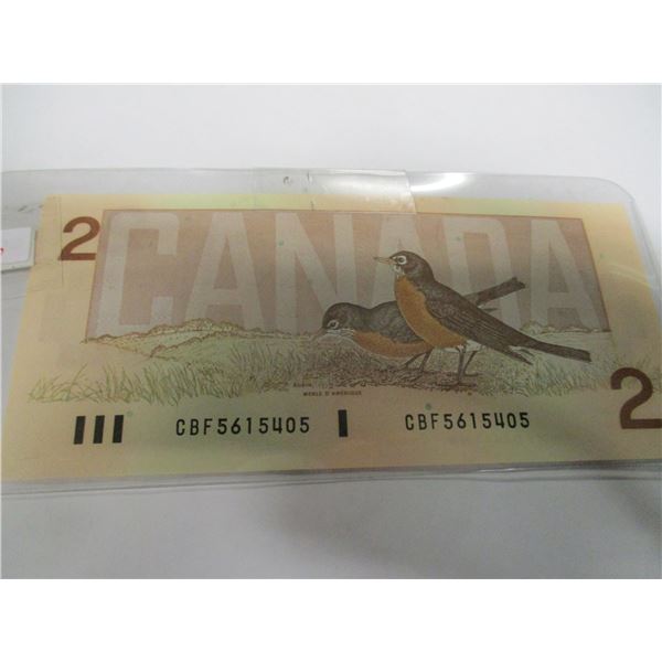 1986 UNCIRCULATED LAST OF CANADA $2 BIRD SERIES BANK NOTES