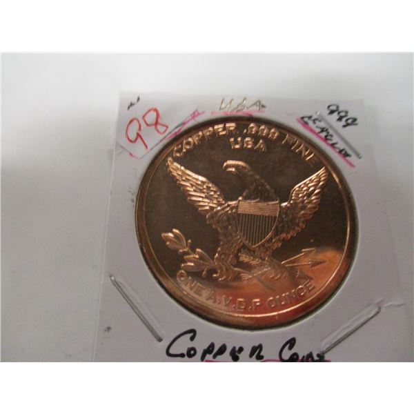 1 OZ 999 FINE COPPER USA EAGLE COIN