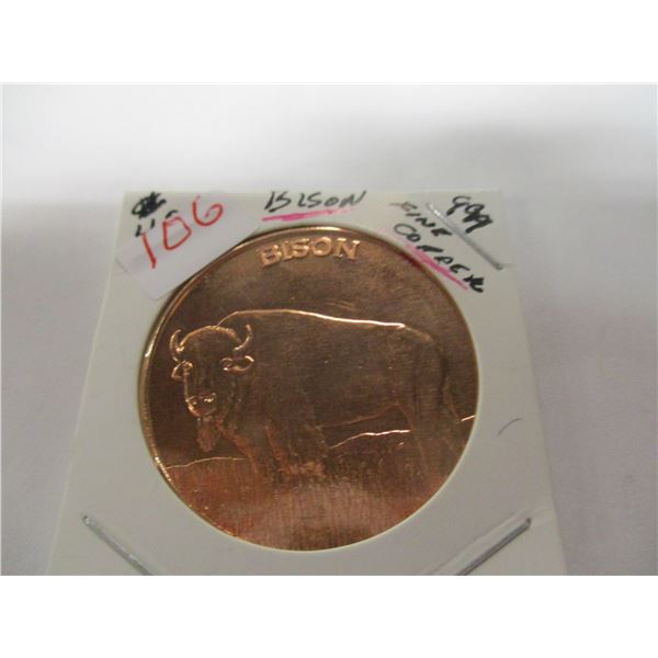 999 FINE COPPER PROOF BISON COIN