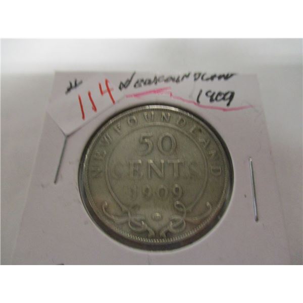 1909 NEWFOUNDLAND SILVER HALF DOLLAR