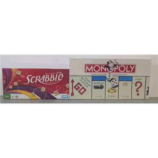2 Sealed Board Games w/ Scrabble & Monopoly