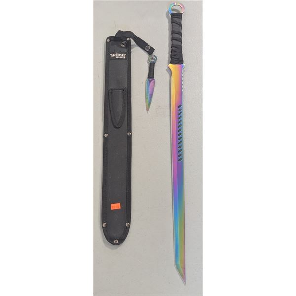 Tactical Master Rainbow Ninja Fantasy Sword & Throwing Knife w/ Sheath