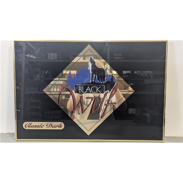 Mirrored Black Wolf Brewery Classic Dark Sign