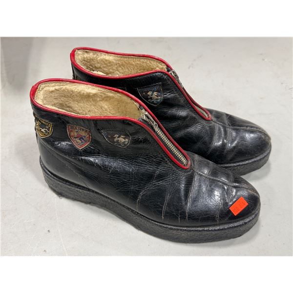 Leather Ankle Boots w/ Skiing Patches