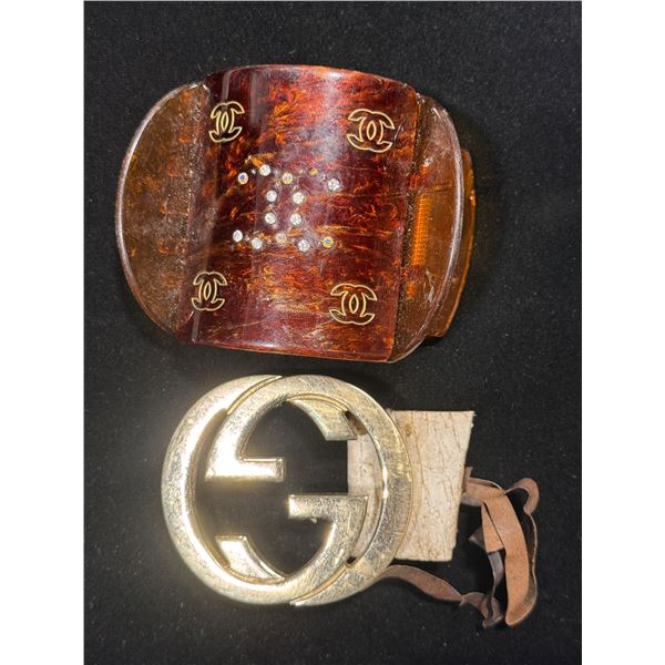 Chanel Hair Accessory & Gucci Belt Buckle