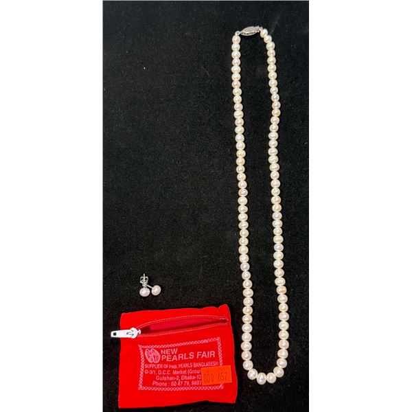 Matching Pearl Necklace & Earrings