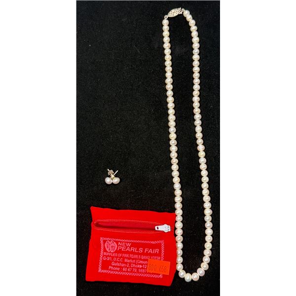 Matching Pearl Necklace & Earrings