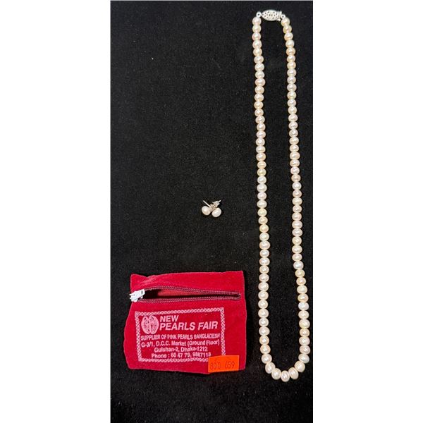 Matching Pearl Necklace & Earrings