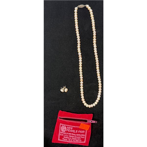 Matching Pearl Necklace & Earrings