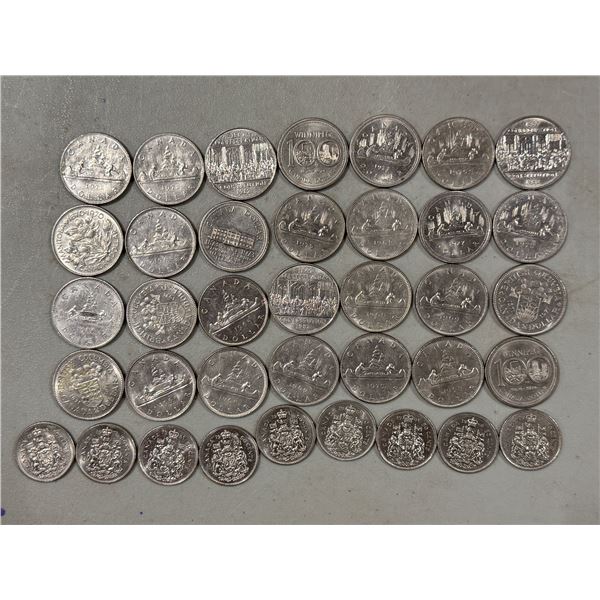 Lot of Canadian Dollars & 50-Cent Coins