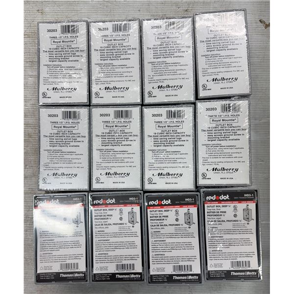Lot of (12) Mulberry & Red Dot Outlet Boxes #30203 / #IDH3-1