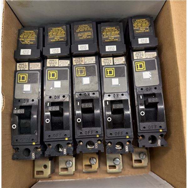 Lot of (5) Square D #FH16020B Circuit Breakers