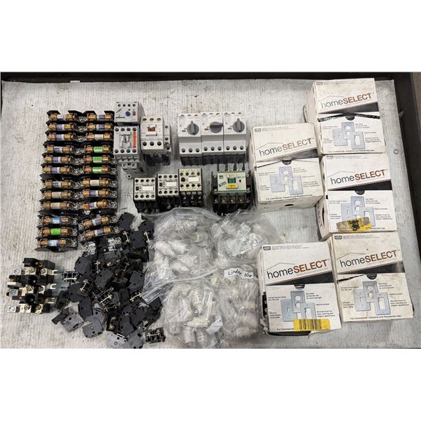 Lot of Misc. Fuse Holders, Circuit Breakers, Contactors, & Wall Plate Items