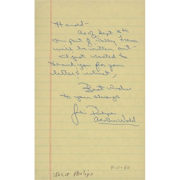 Julie Phillips signed note