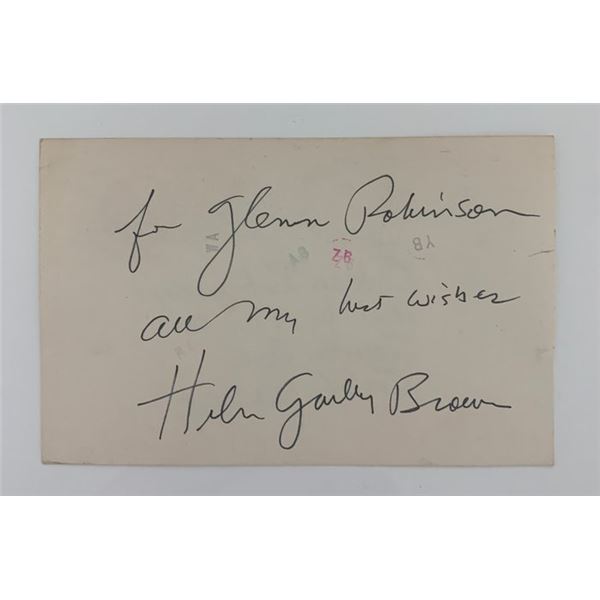Sex And The Single Girl Helen Gurley Brown signed note