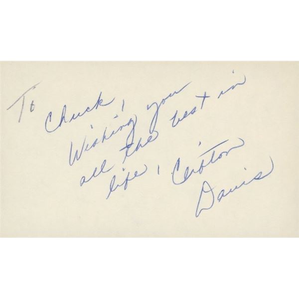 Beyond The Gates Clifton Davis signed note