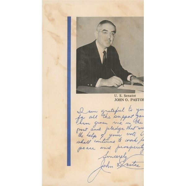 Rhode Island Senator John O. Pastore signed letter