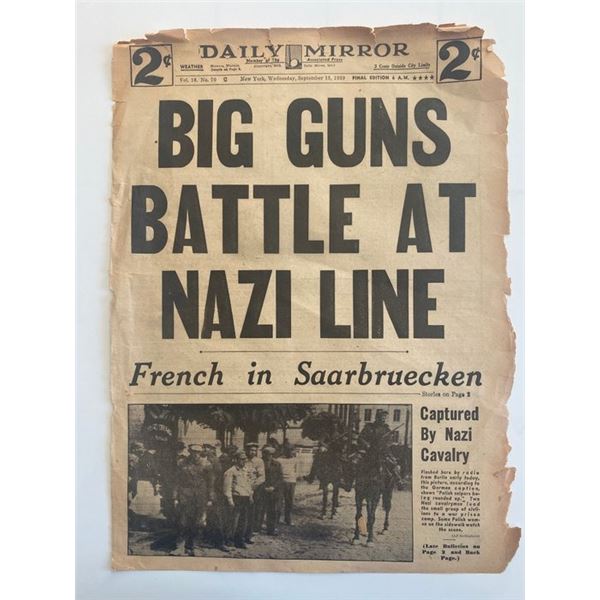 New York Daily Mirror Original 1939 Vintage Newspaper
