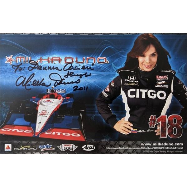 Indy Race Car Driver Milka Duno signed promo card