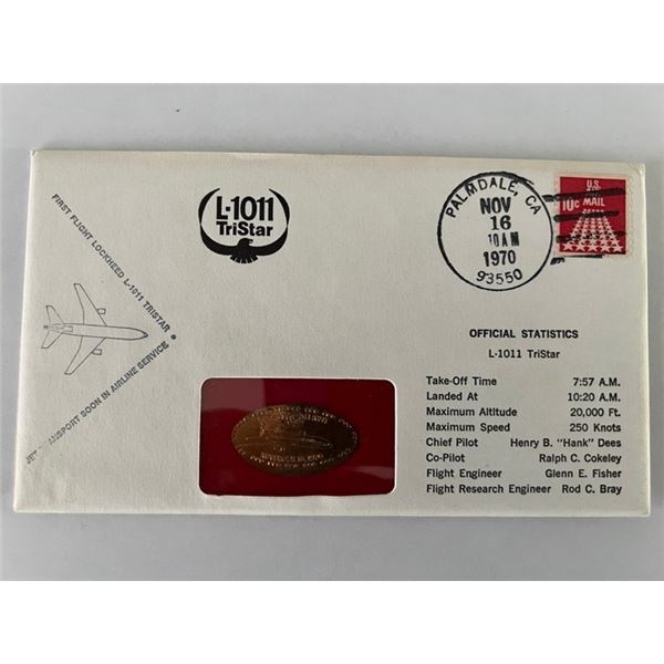 L-1011 Tristar gold stamped FDC commemorating the first flight of Lockheed