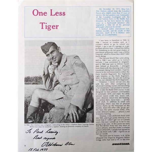 France Airborne Captain Don Holmes signed magazine article