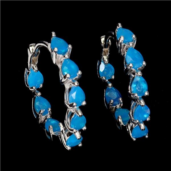 Natural Ethopian Blue Opal Earrings