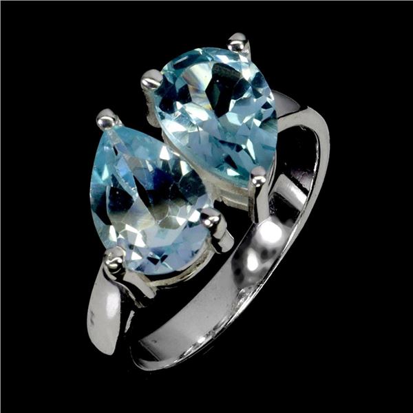 Natural Sky Topaz You & Me Ring