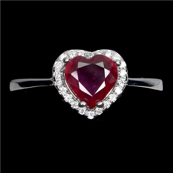 Natural Pigeon Blood Red Ruby Heart Ring