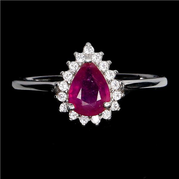 Natural PEar Shape Red Ruby Ring