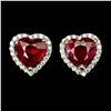 Image 1 : Natural Pigeon Blood Red Heart Ruby Earrings