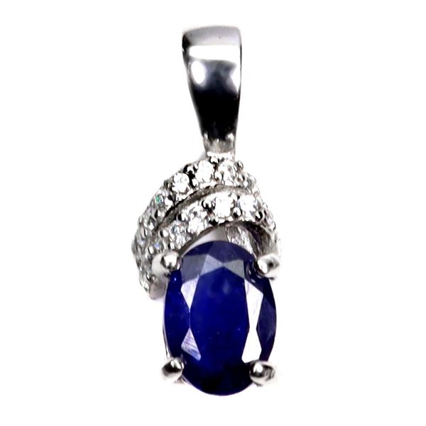 Natural Oval Blue Sapphire Pendant