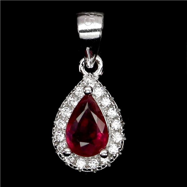 Natural Pear Red Ruby Pendant