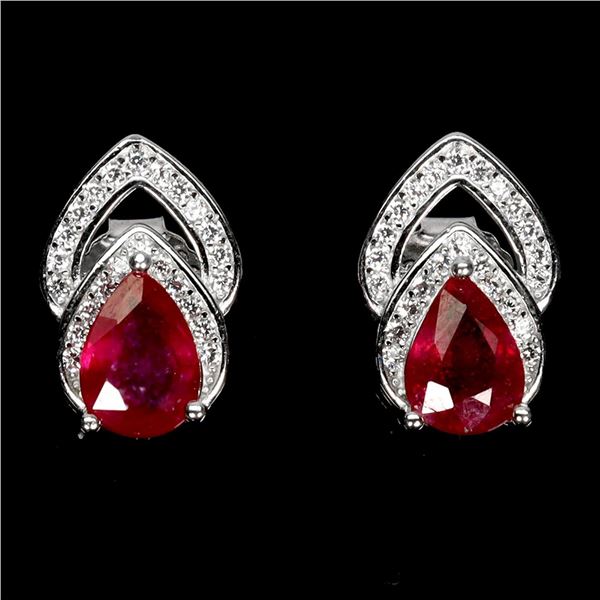 Natural Pigeon Blood Red Ruby Earrings