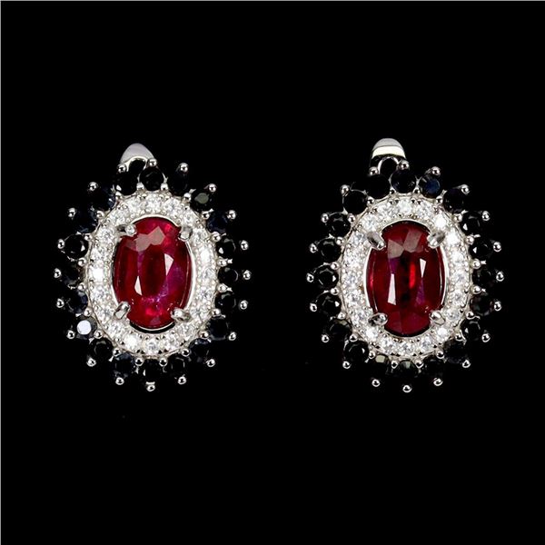 Natural Pigeon Blood Red Ruby Earrings