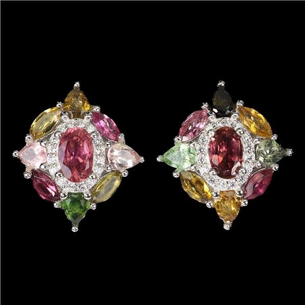 Natural Multi Color Fancy Tourmaline Earrings
