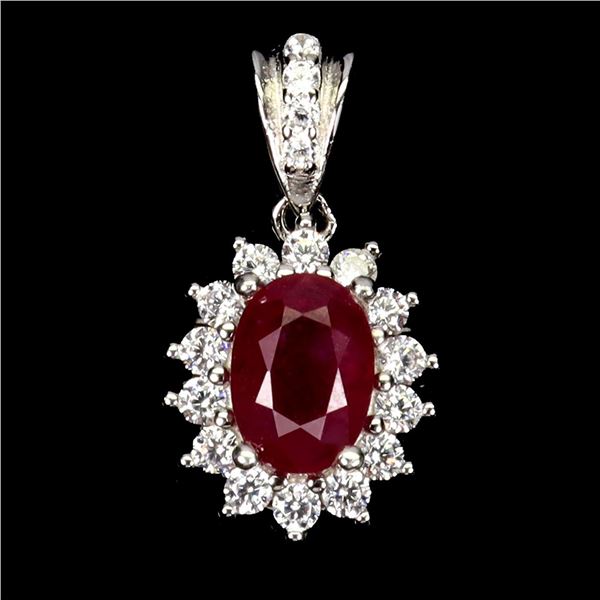 Natural Oval Pigeon Blood Red Ruby Pendant