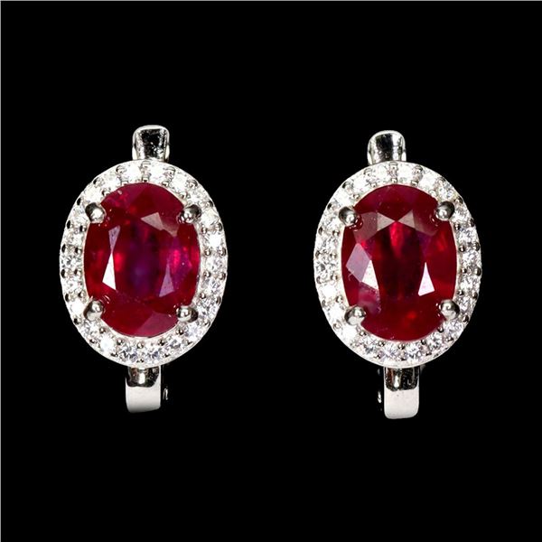 Natural Pigeon Blood Red Ruby Earrings