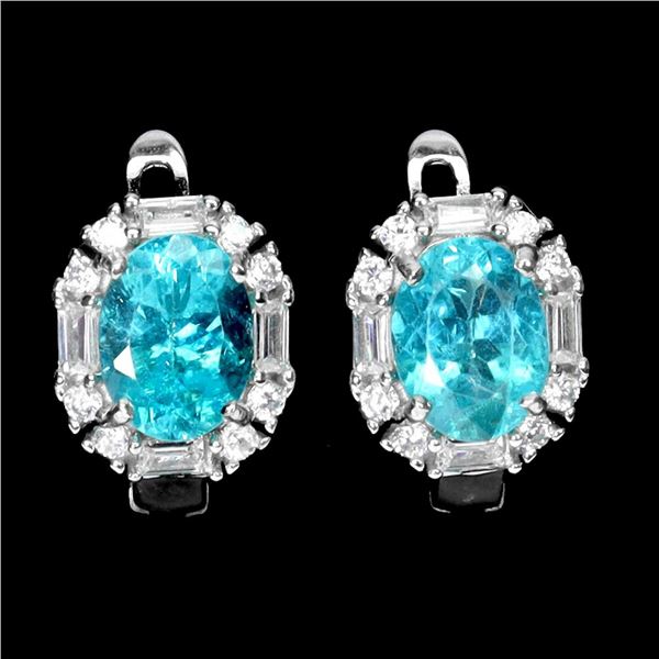 Natural Paraiba Oval Apatite Earrings