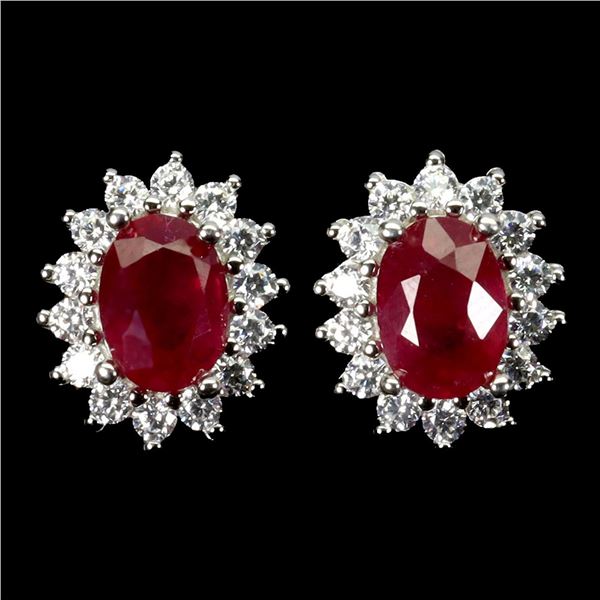 Natural Pigeon Blood Red Ruby Earrings