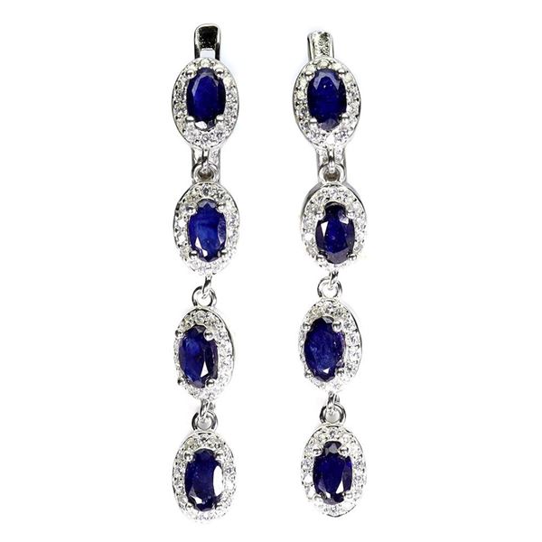 Natural Intense Blue Sapphire Earrings