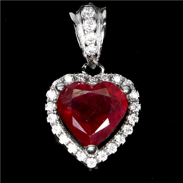Natural Heart Pigeon Blood Red Ruby Pendant