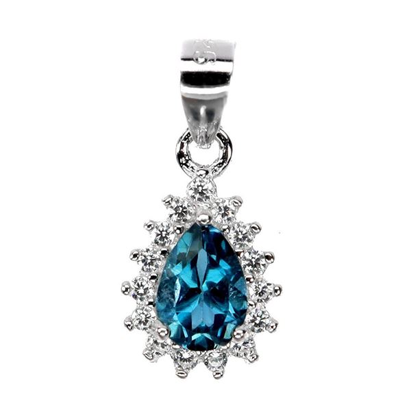 Natural London Blue Topaz Pendant