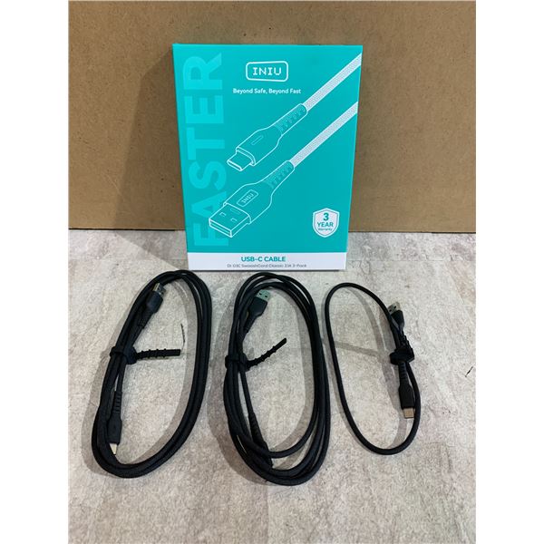 INIU Beyond Safe, Beyond Fast USB-C Cable DI-D3C Swooshcord Classic 3.1A 3-Pack