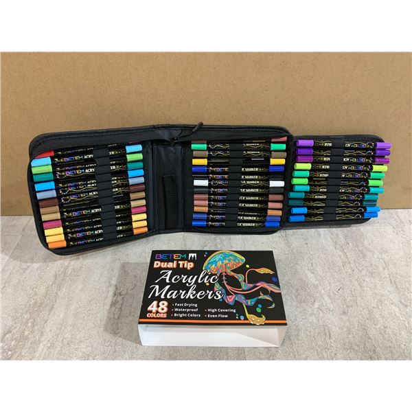 Betem Dual Tip Acrylic Markers - 48 Colours