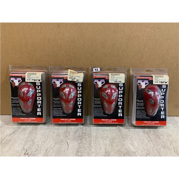 Lot Of 4 Safetgard Supporter With Cage Cups - Youth Large