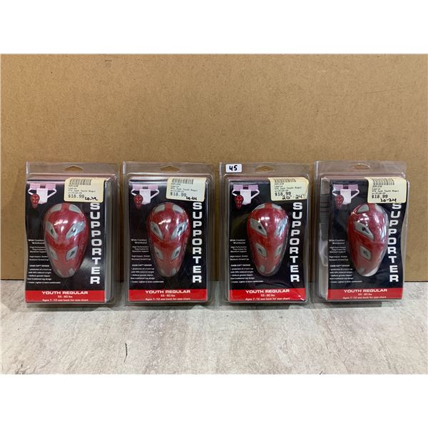 Lot Of 4 Safetgard Supporter With Cage Cups - Youth Regular